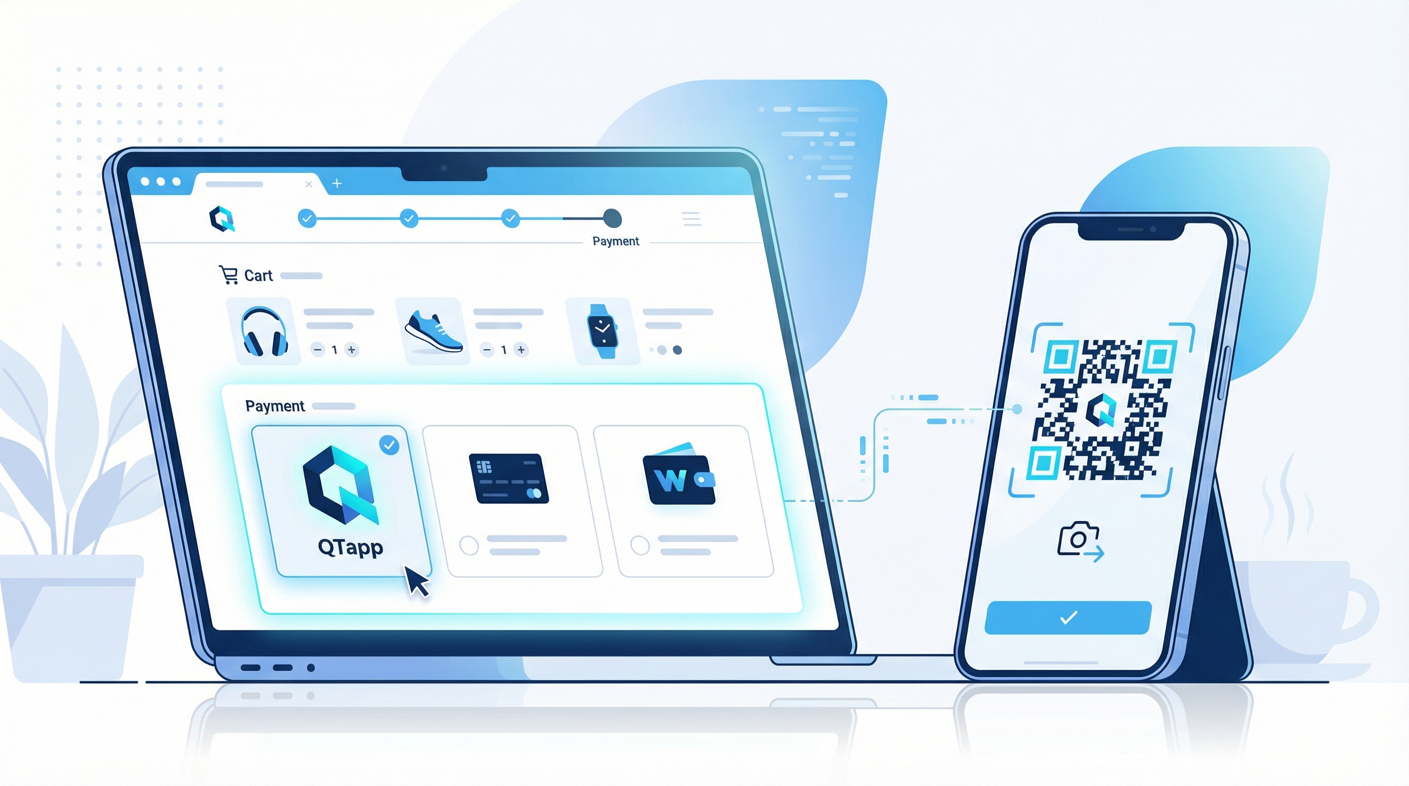 Comercio electrónico con pagos QTapp - Checkout con QR